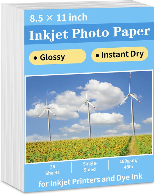 Reastar Glossy Photo Paper 8.5 × 11, 36 Sheets Inkjet Photo Printer Paper