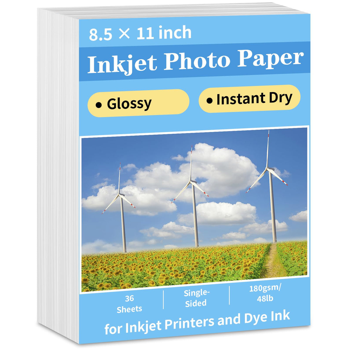 Reastar Glossy Photo Paper 8.5 × 11, 36 Sheets Inkjet Photo Printer Paper