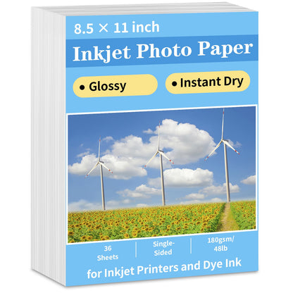 Reastar Glossy Photo Paper 8.5 × 11, 36 Sheets Inkjet Photo Printer Paper