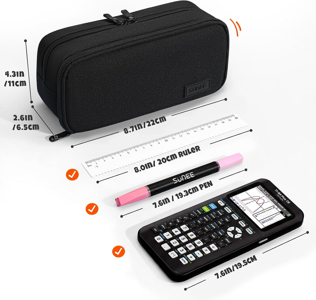SUNEE Pencil Case, Large Capacity Pencil Pouch, Extra Big Pencil Bag with 6 Compartments, Durable Canvas Pencil Box for Office Stationery Organizer, Back to School Supplies for Teen Boys Girls, Black