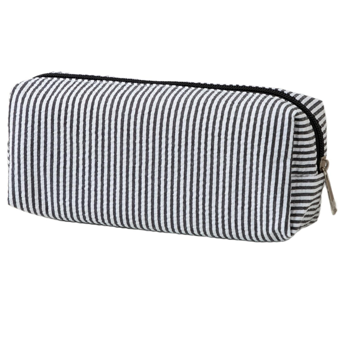 Seersucker Striped Pencil Bag, Large Capacity Stationery Pouch