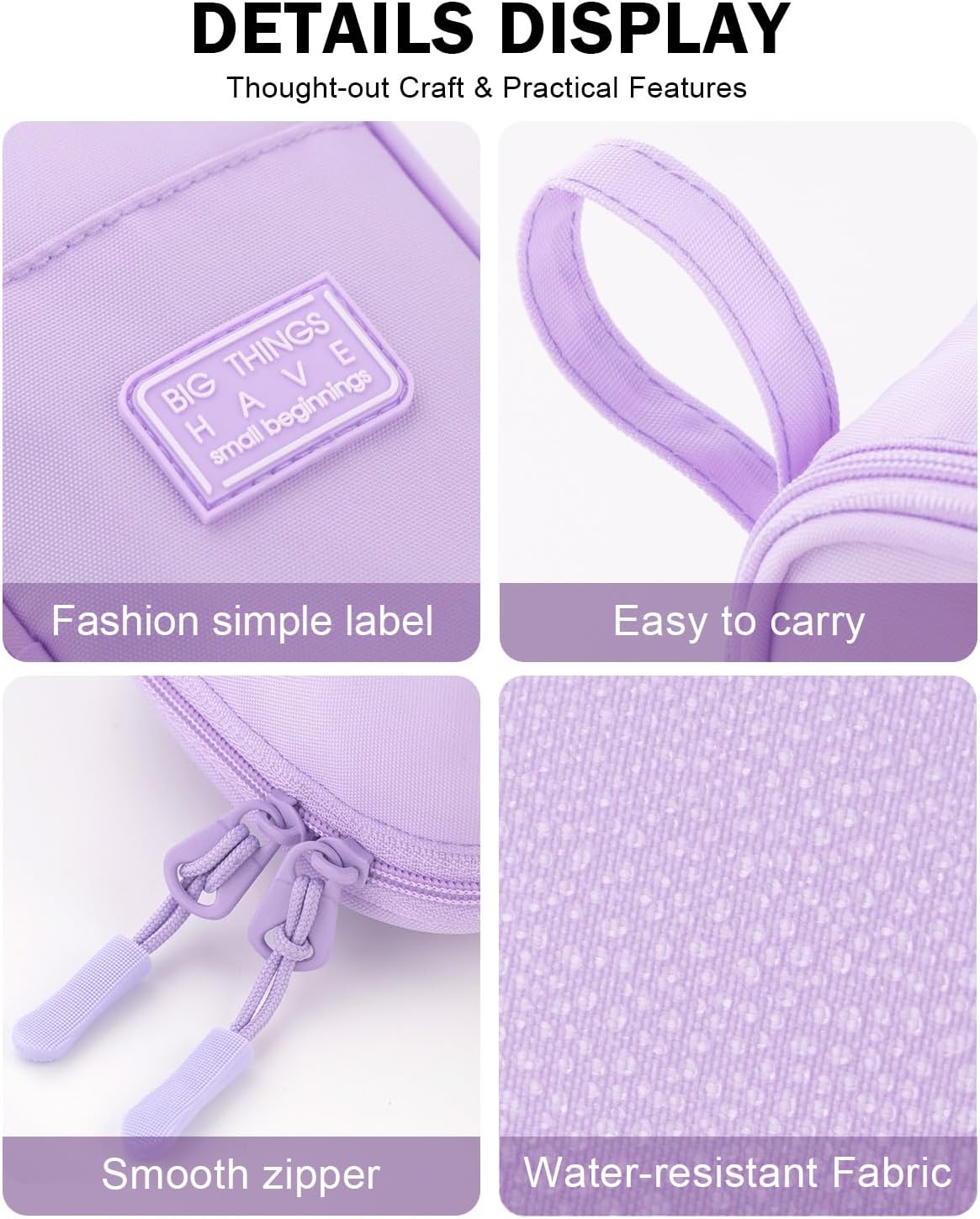 CICIMELON Durable Pen Pencil Case Big Storage Pen Pouch Bag for School Supplies Office College Teen Girls Adults, Purple