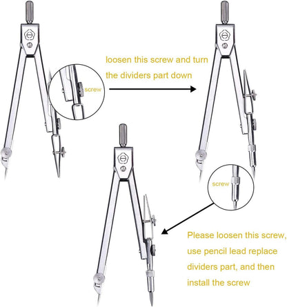 EBOOT Drawing Compass and 6 in Protractor Geometry Set, Clear