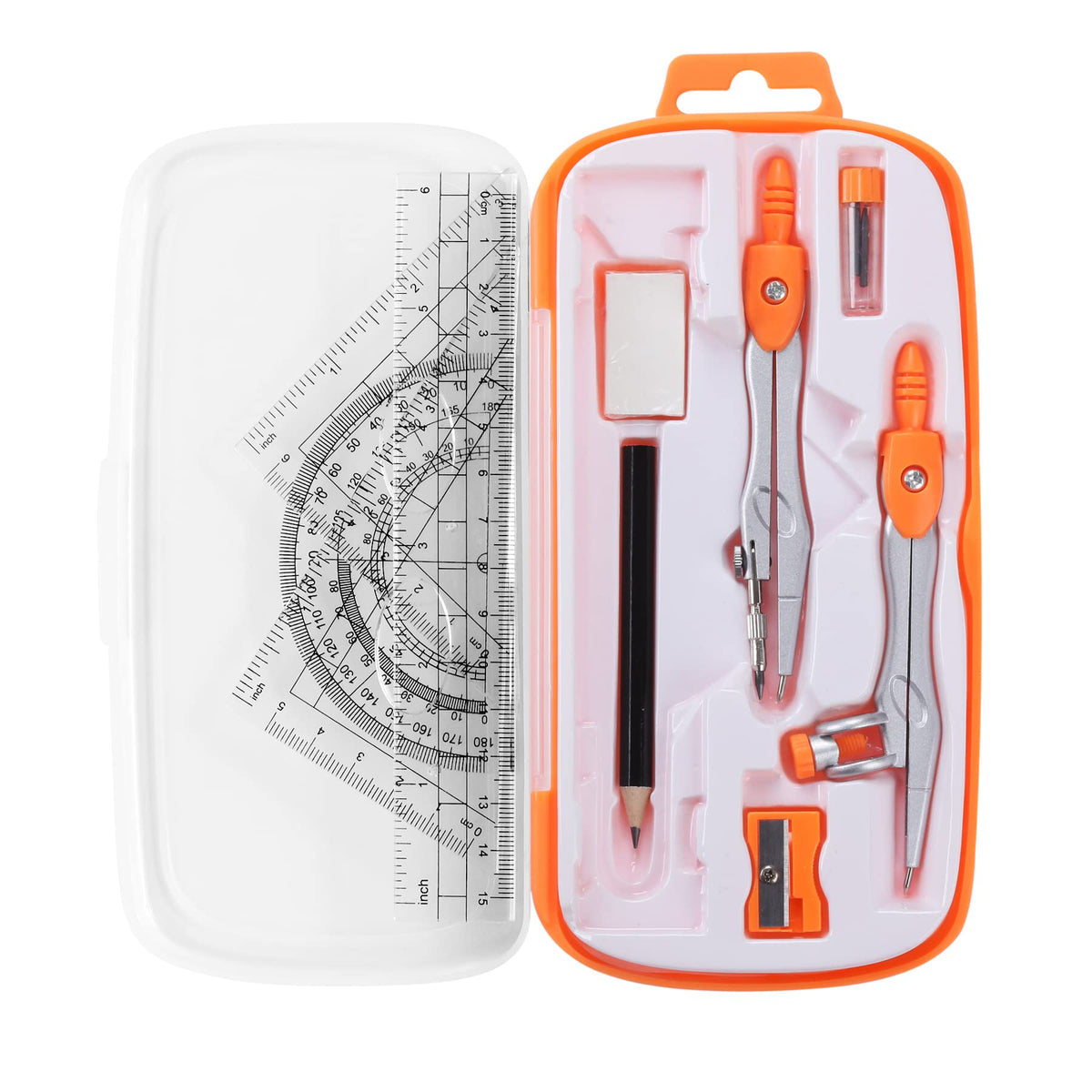 Unjoo Math Geometry Kit Sets 10 Piece Student Supplies, Compass Set, Black