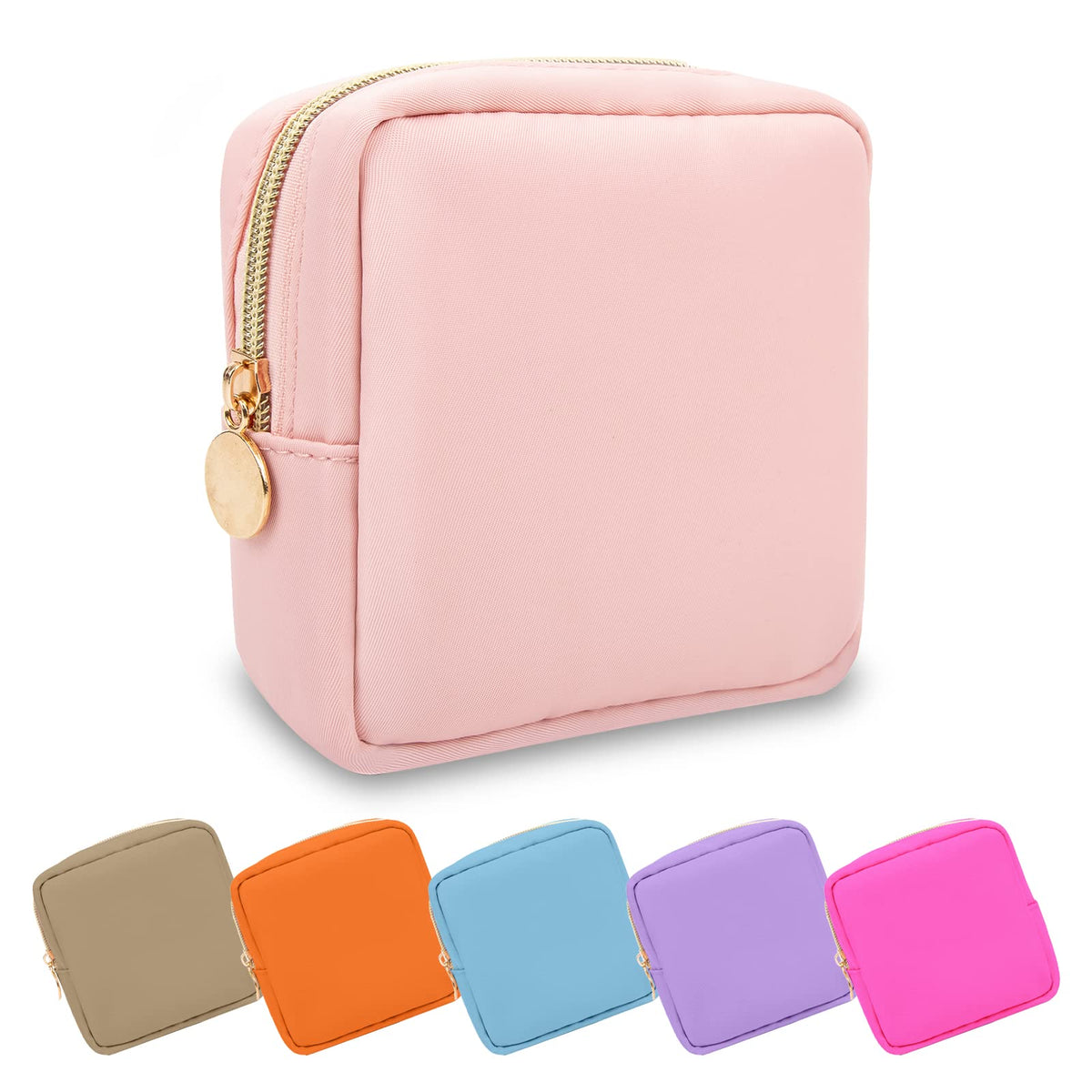 UIXIZQ Waterproof Small Pencil Case Makeup Bag for Purse,Cute Pencil Pouch Preppy Nylon Makeup Brush Holder with Zipper,Girls Portable Storage Case Small Pen Bag for Office(Slim-Black)