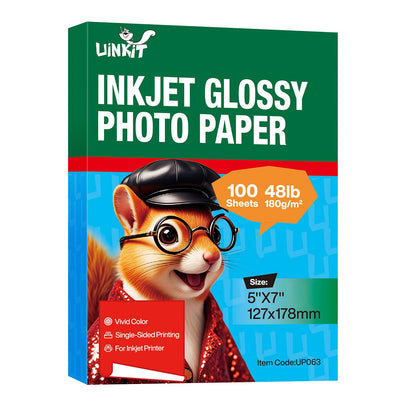 Uinkit 48lb Glossy Inkjet Photo Paper, 8.5x11, 40 Sheets, 180gsm