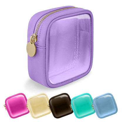 UIXIZQ Waterproof Small Pencil Case Makeup Bag for Purse,Cute Pencil Pouch Preppy Nylon Makeup Brush Holder with Zipper,Girls Portable Storage Case Small Pen Bag for Office(Slim-Black)