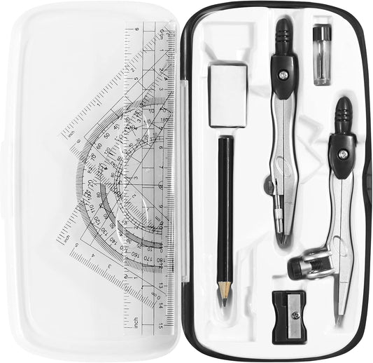 Vobou Math Geometry Sets 10 Pcs, Student Supplies Kit, for School (Black)