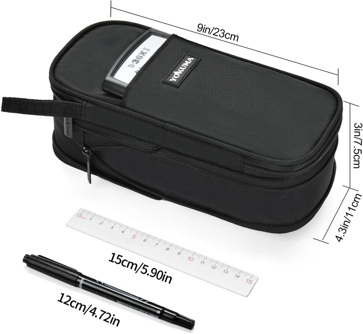 YOKUMA Foldable Pencil Case Pouch Bag for Boys Teens Big Capacity Box,Black