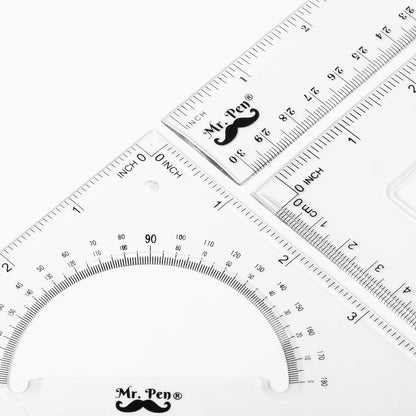 Mr. Pen Triangle Ruler, Protractor, Math Set - 3 Pack, Square Ruler