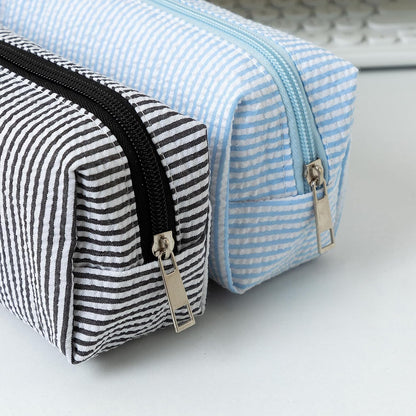 Cute Pencil Case Capacity Pencil Pouch Aesthetic Pen Bag Office Stationery Organizer Simple Sturdy Multifunctional Cosmetic Pouch (Navy blue)