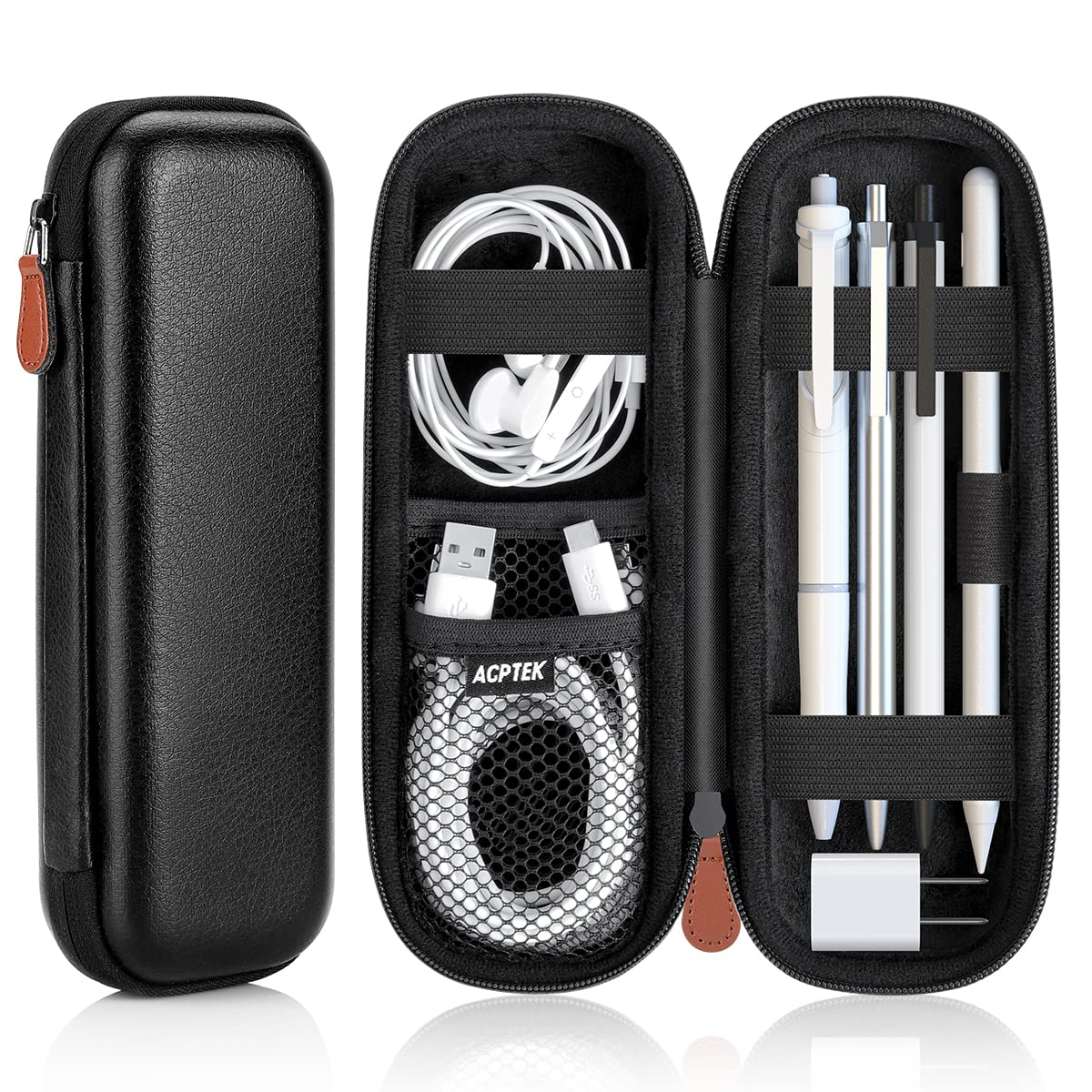 AGPTEK Case Holder for Apple Pencil, Slim PU Hard Leather Carrying Pouch
