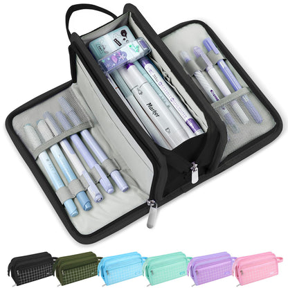 Sooez Big Pencil Case, Pencil Pouch, Pencil Bag, Pencil Box, Purple & Plaid