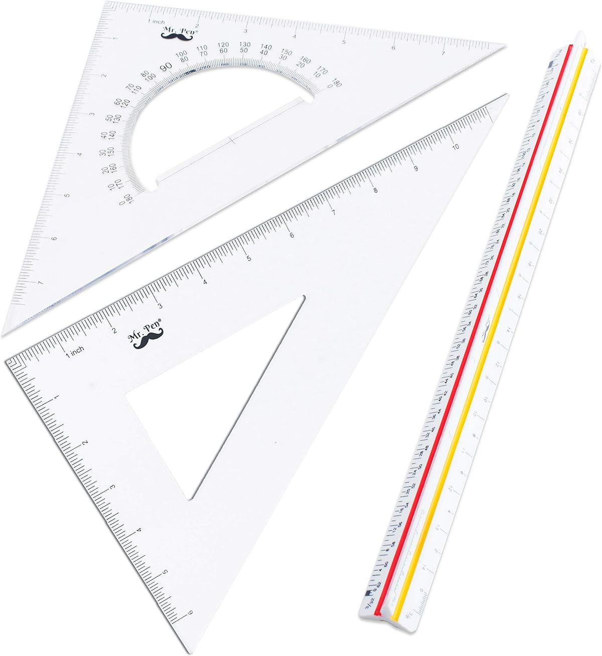 Mr. Pen Architectural Triangular Ruler Set with 12 Inch Triangular Scale