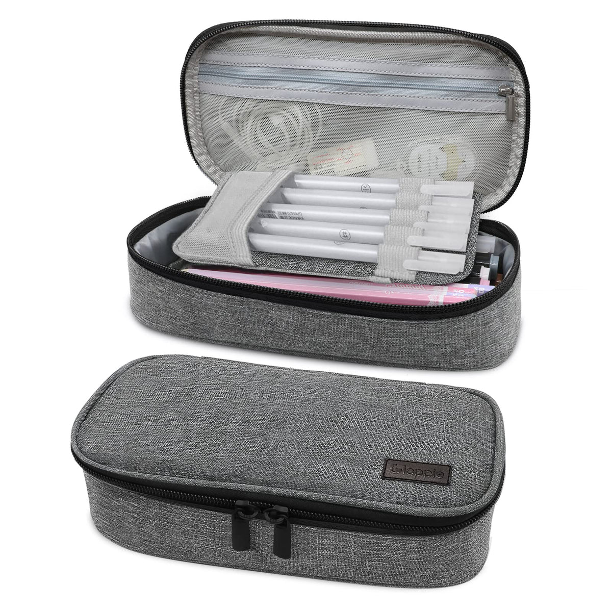 Gloppie Black Pencil Case Zipper Pencil Pouch Pen Bag Box Stationary Pouch
