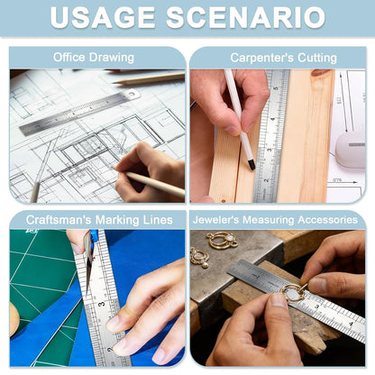 6 Pack Heavy Duty 6 INCH (15 CM) Steel Ruler Set
