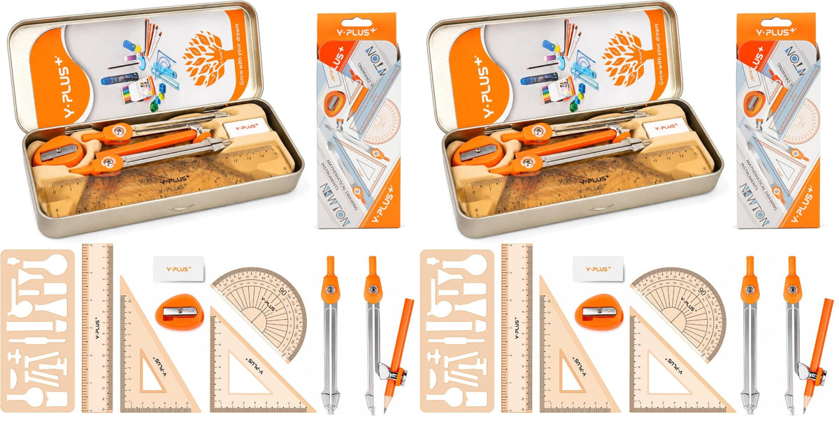 YPLUS Geometry Set, Protractor and Compass Set for Students, 12Pcs