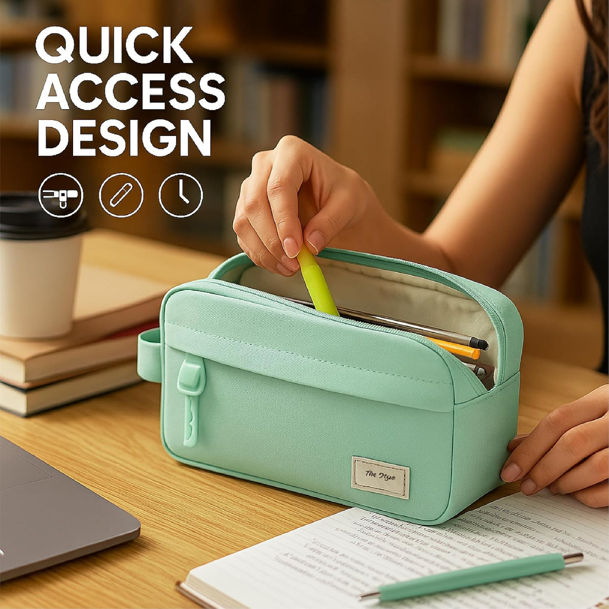 Mr. Pen- High Capacity Pencil Case, Large Pencil Pouch with 3 Compartments and 2 Pockets, Large Pencil Bag with Smooth Zipper, Cute Pencil Case Pouch Organizer, School Supplies for Teens