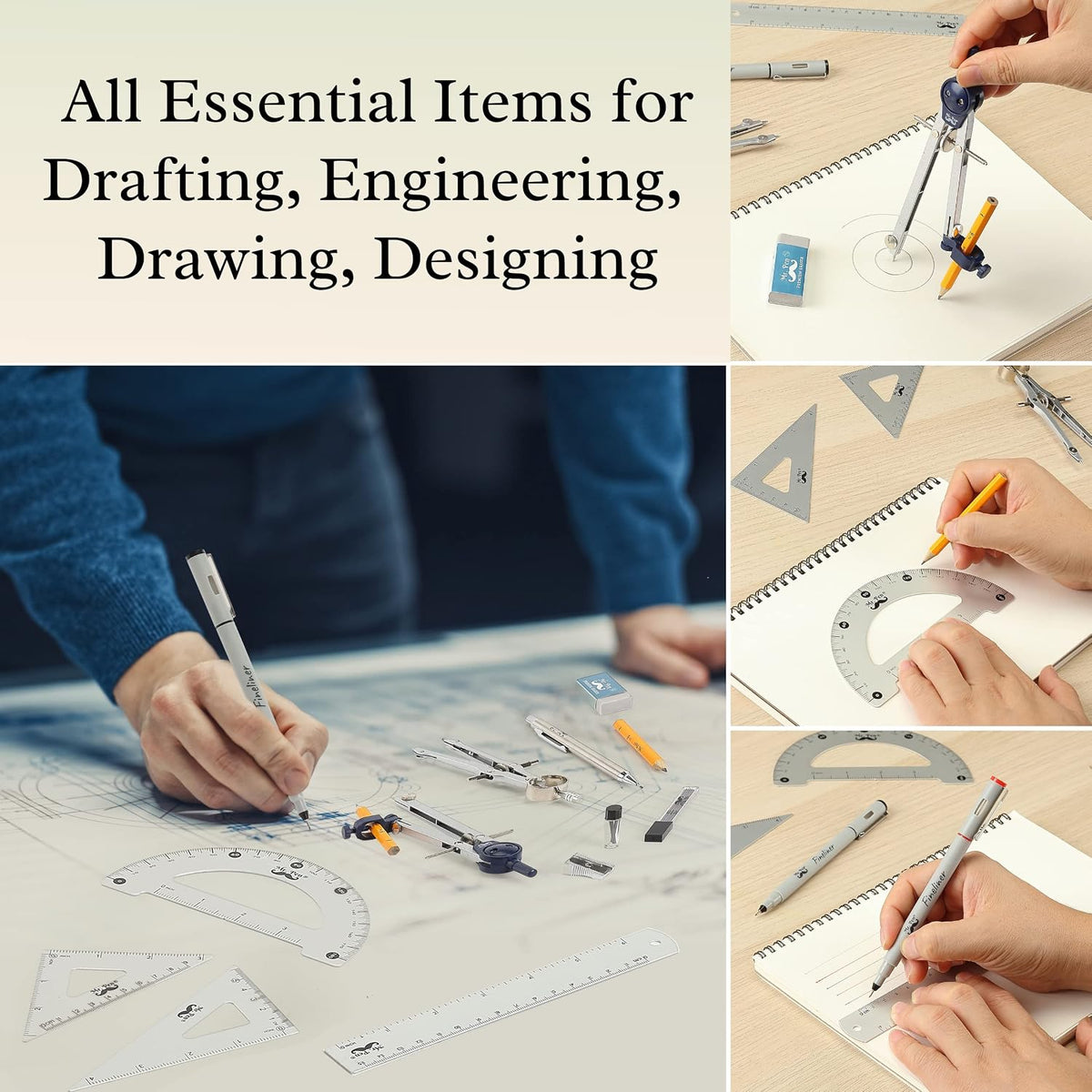 Mr. Pen- Professional Geometry Set, 15 pcs, Drafting Tools with Protractor