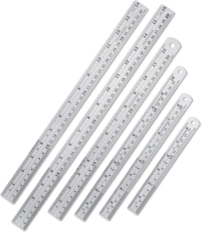 Mr. Pen- Metal Straight Edge Ruler, 6 pcs, 6", 8", 10", 12", 14", 16"
