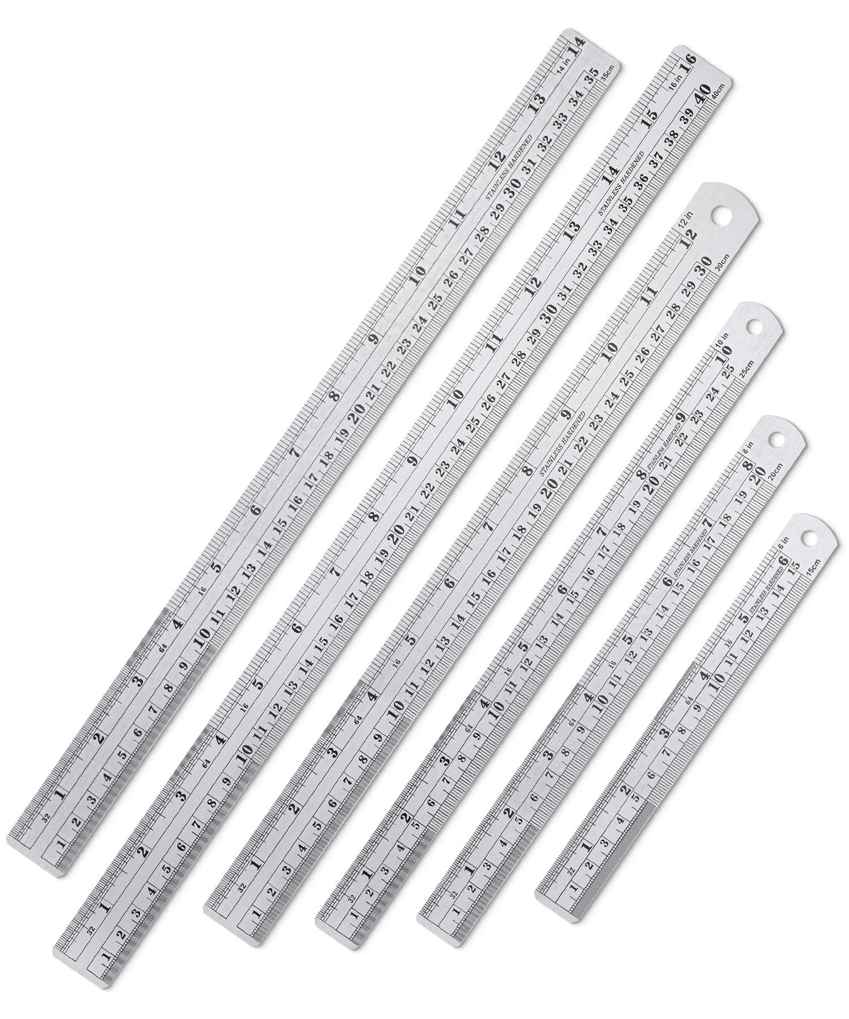 Mr. Pen- Metal Straight Edge Ruler, 6 pcs, 6", 8", 10", 12", 14", 16"