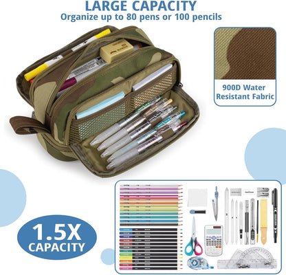 Tactical 4 Compartments Pencil Case for Boy, Large Pen Pouch Bag for School