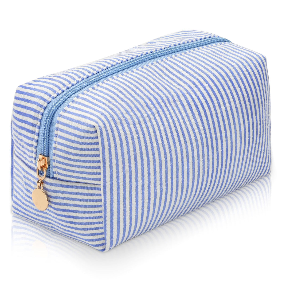 Makeup Bag Travel Toiletry Bag for Women, Small Cosmetic Bags Cute Quilted Cotton Makeup Pouch for Purse Emergency Bag Pencil Case Accessory Bag, Pastel Pink