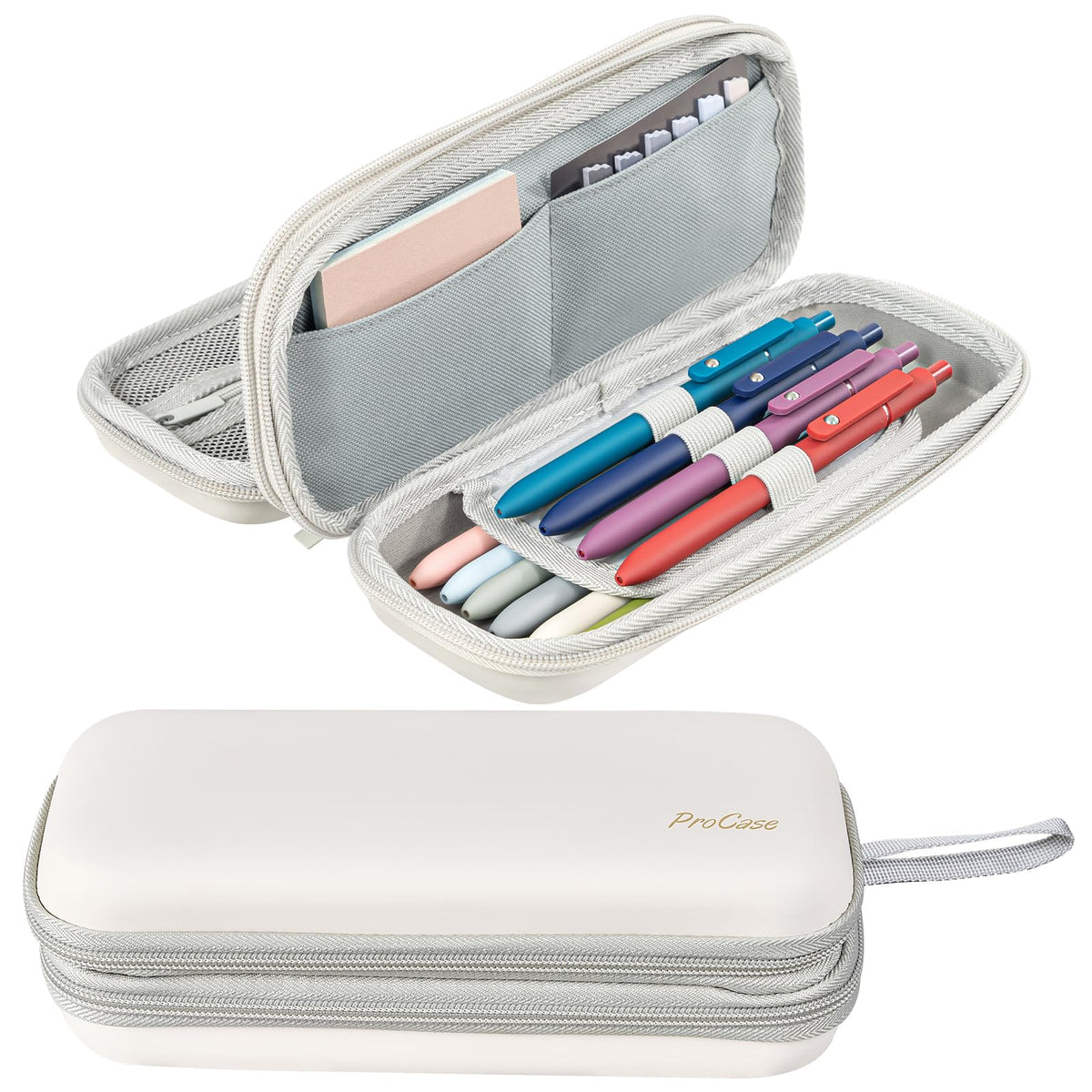 ProCase 2-Layer Hard Pencil Case, Large Capacity Storage Box Pouch, Black