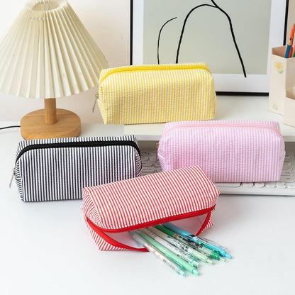 Cute Pencil Case Capacity Pencil Pouch Aesthetic Pen Bag Office Stationery Organizer Simple Sturdy Multifunctional Cosmetic Pouch (Navy blue)