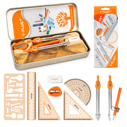 YPLUS Geometry Set, Protractor and Compass Set for Students, 12Pcs