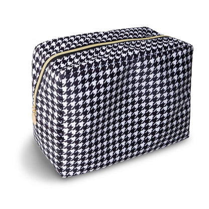 UIXIZQ Waterproof Small Pencil Case Makeup Bag for Purse,Cute Pencil Pouch Preppy Nylon Makeup Brush Holder with Zipper,Girls Portable Storage Case Small Pen Bag for Office(Slim-Black)