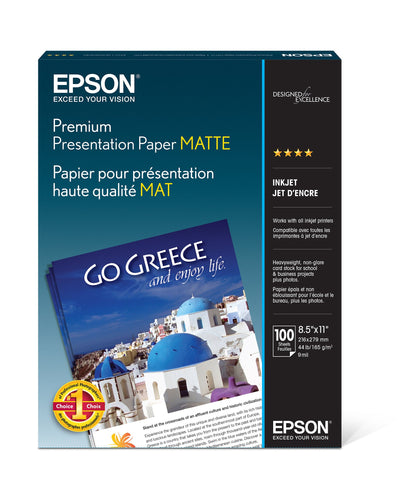 Epson Premium Presentation Paper Matte DoubleSided 8.5x11 50 sheets S041568