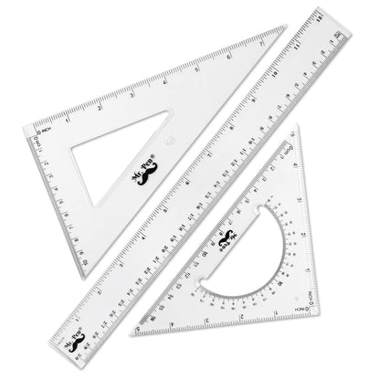 Mr. Pen Triangle Ruler, Protractor, Math Set - 3 Pack, Square Ruler