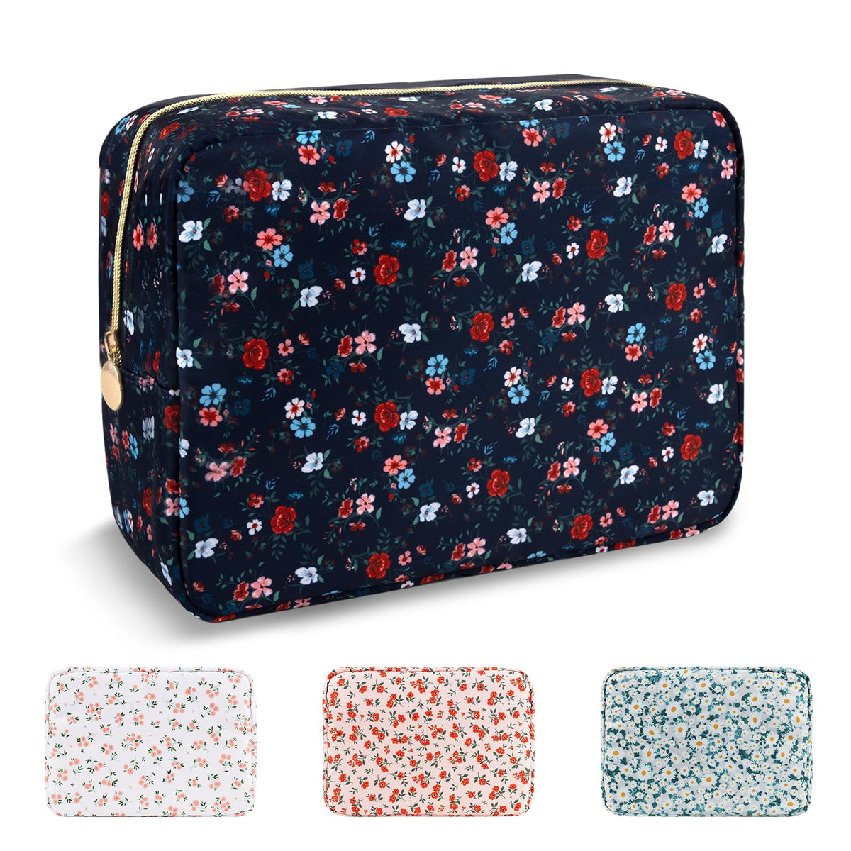 UIXIZQ Waterproof Small Pencil Case Makeup Bag for Purse,Cute Pencil Pouch Preppy Nylon Makeup Brush Holder with Zipper,Girls Portable Storage Case Small Pen Bag for Office(Slim-Black)