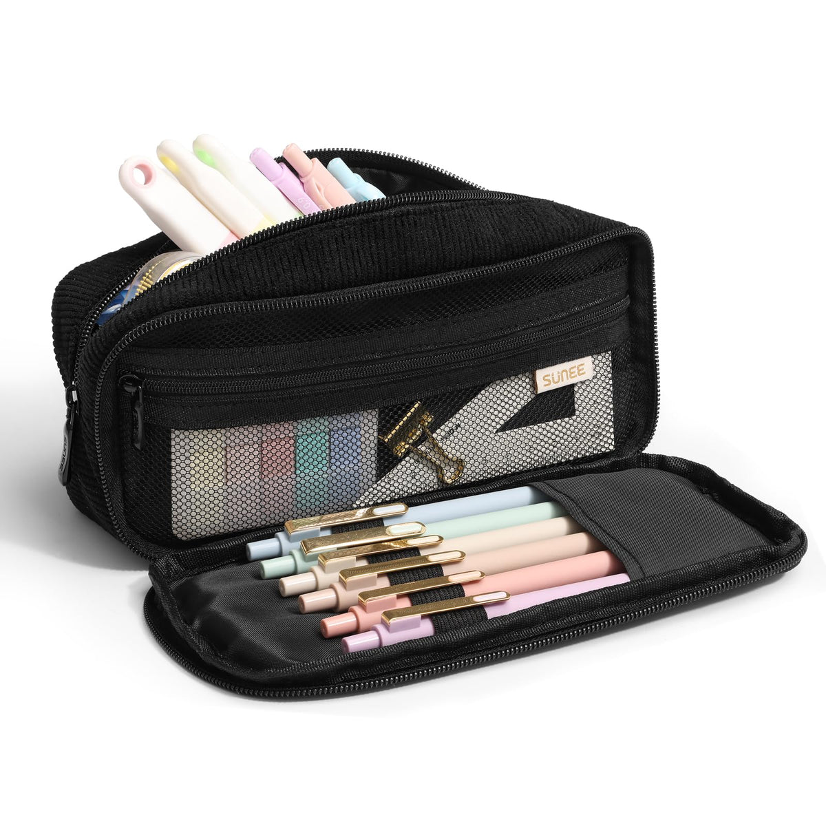 SUNEE Pencil Case, Large Capacity Pencil Pouch, Aesthetic Big Pen Bag 900D Oxford Pen Box for Office Stationery Organizer School Supplies Multifunctional for Teen Boys Girls Women Men, Pink