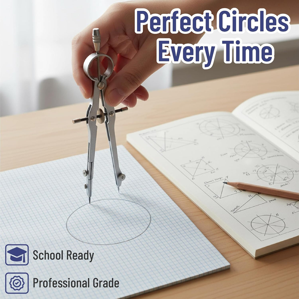 Mr. Pen- Geometry Set, 15 Piece Set with 6 Inch Swing Arm Protractor