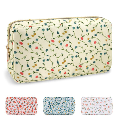 UIXIZQ Waterproof Small Pencil Case Makeup Bag for Purse,Cute Pencil Pouch Preppy Nylon Makeup Brush Holder with Zipper,Girls Portable Storage Case Small Pen Bag for Office(Slim-Black)