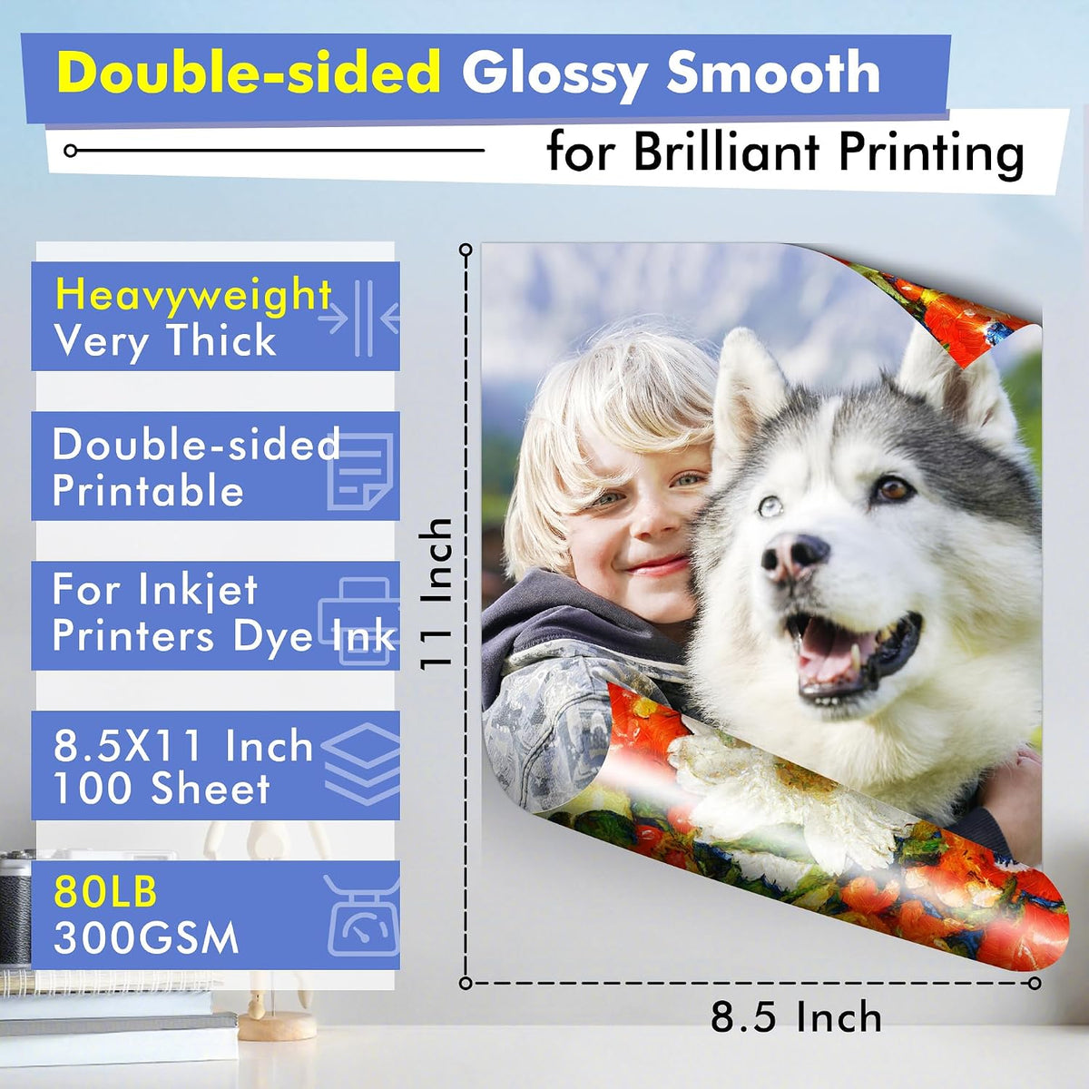 Koala Double sided Thick Glossy Photo Paper 8.5x11 Inch 80LB 100 Sheets