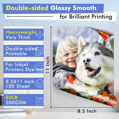 Koala Double sided Thick Glossy Photo Paper 8.5x11 Inch 80LB 100 Sheets
