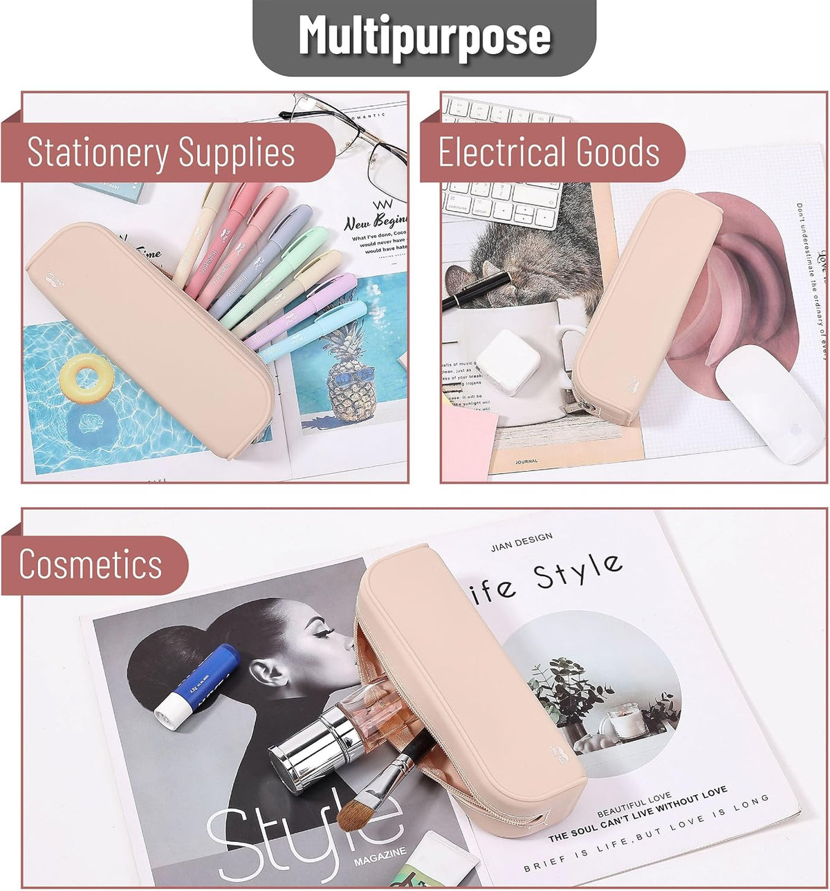 Mr. Pen- Silicone Pencil Case, Aesthetic Pencil Bag for Women, Makeup Pouch