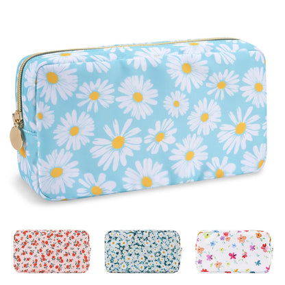 UIXIZQ Waterproof Small Pencil Case Makeup Bag for Purse,Cute Pencil Pouch Preppy Nylon Makeup Brush Holder with Zipper,Girls Portable Storage Case Small Pen Bag for Office(Slim-Black)