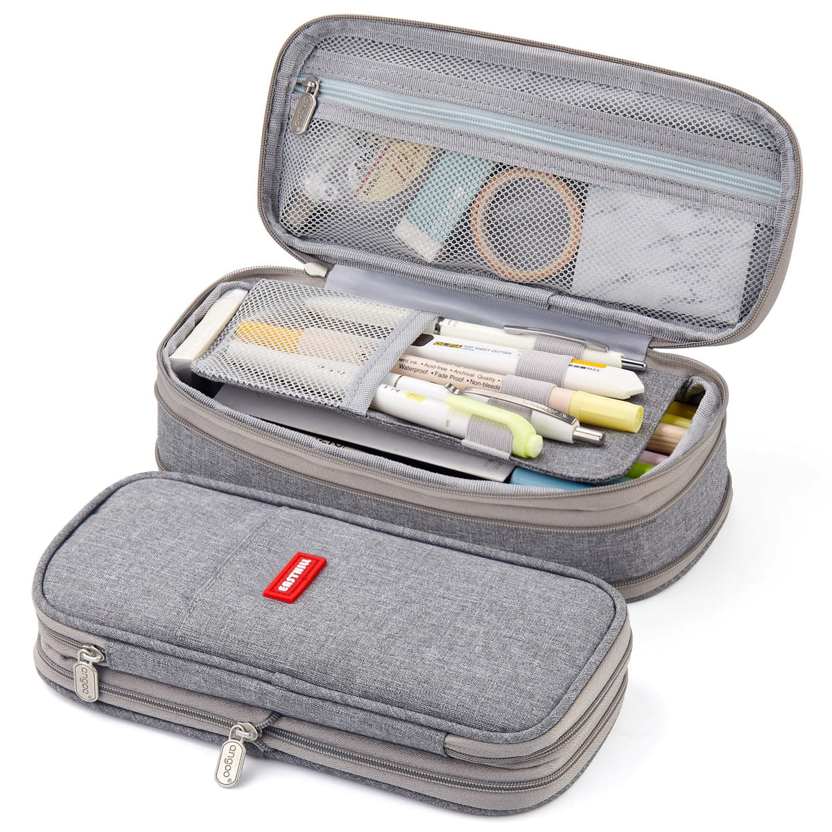 EASTHILL Big Capacity Pencil Pen Case Office College School Large Storage High Capacity Bag Pouch Holder Box Organizer (Deep Gray)