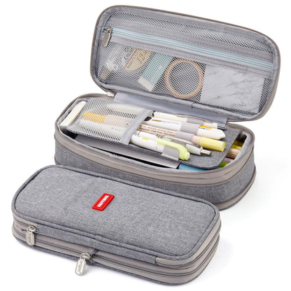 EASTHILL Big Capacity Pencil Pen Case Office College School Large Storage High Capacity Bag Pouch Holder Box Organizer (Deep Gray)
