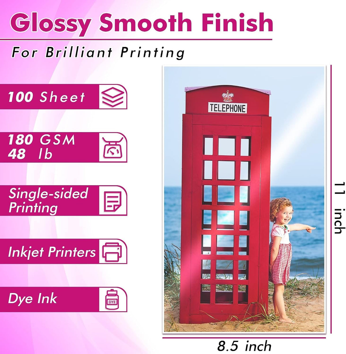 Koala Glossy Inkjet Photo Paper 8.5X11 Inches 48lb 100 Sheets