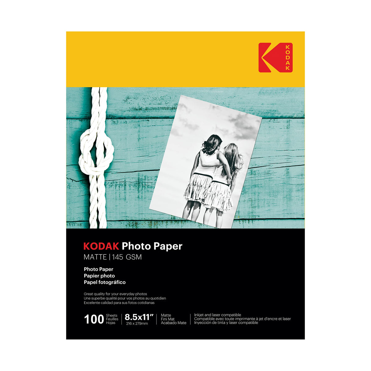 KODAK Picture Paper Vivid 8.5"x11", 25 count, 66lb-230g/m2 weight, 11.9 mil thickness, Vivid color picture paper