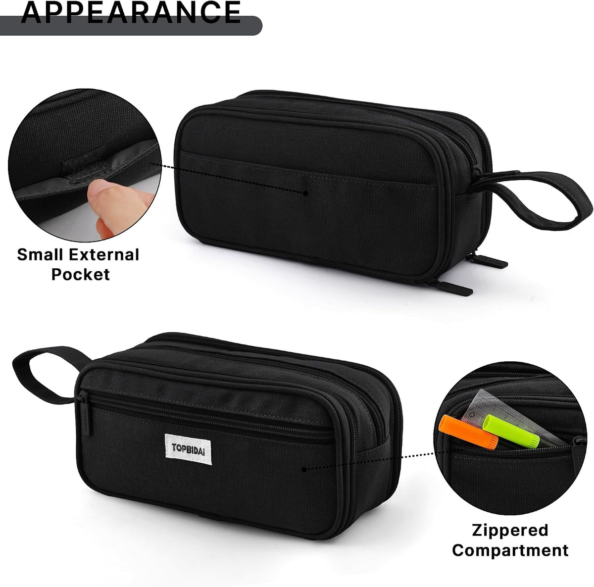 TOPBIDAI Large Pencil Case Pouch for Girls Boy Women Men Adults