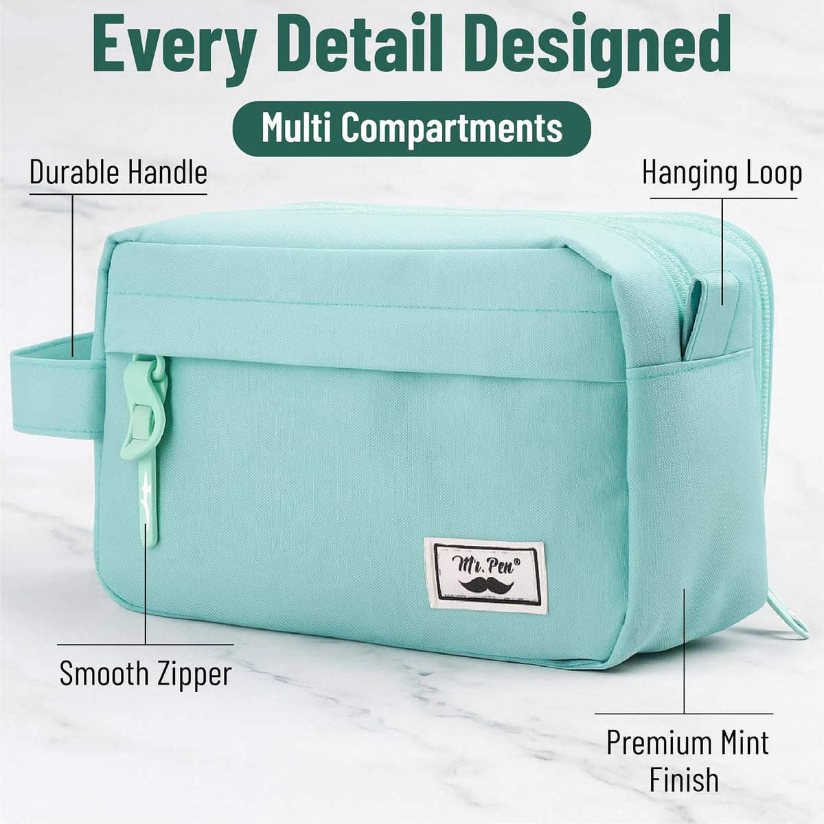 Mr. Pen- High Capacity Pencil Case, Large Pencil Pouch with 3 Compartments and 2 Pockets, Large Pencil Bag with Smooth Zipper, Cute Pencil Case Pouch Organizer, School Supplies for Teens