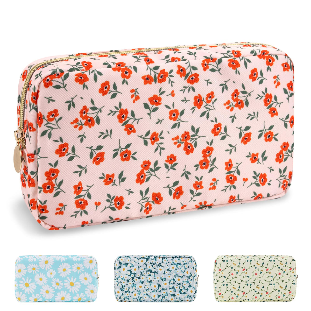 UIXIZQ Waterproof Small Pencil Case Makeup Bag for Purse,Cute Pencil Pouch Preppy Nylon Makeup Brush Holder with Zipper,Girls Portable Storage Case Small Pen Bag for Office(Slim-Black)