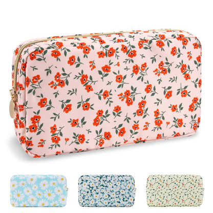 UIXIZQ Waterproof Small Pencil Case Makeup Bag for Purse,Cute Pencil Pouch Preppy Nylon Makeup Brush Holder with Zipper,Girls Portable Storage Case Small Pen Bag for Office(Slim-Black)