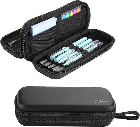 ProCase 2-Layer Hard Pencil Case, Large Capacity Storage Box Pouch, Black
